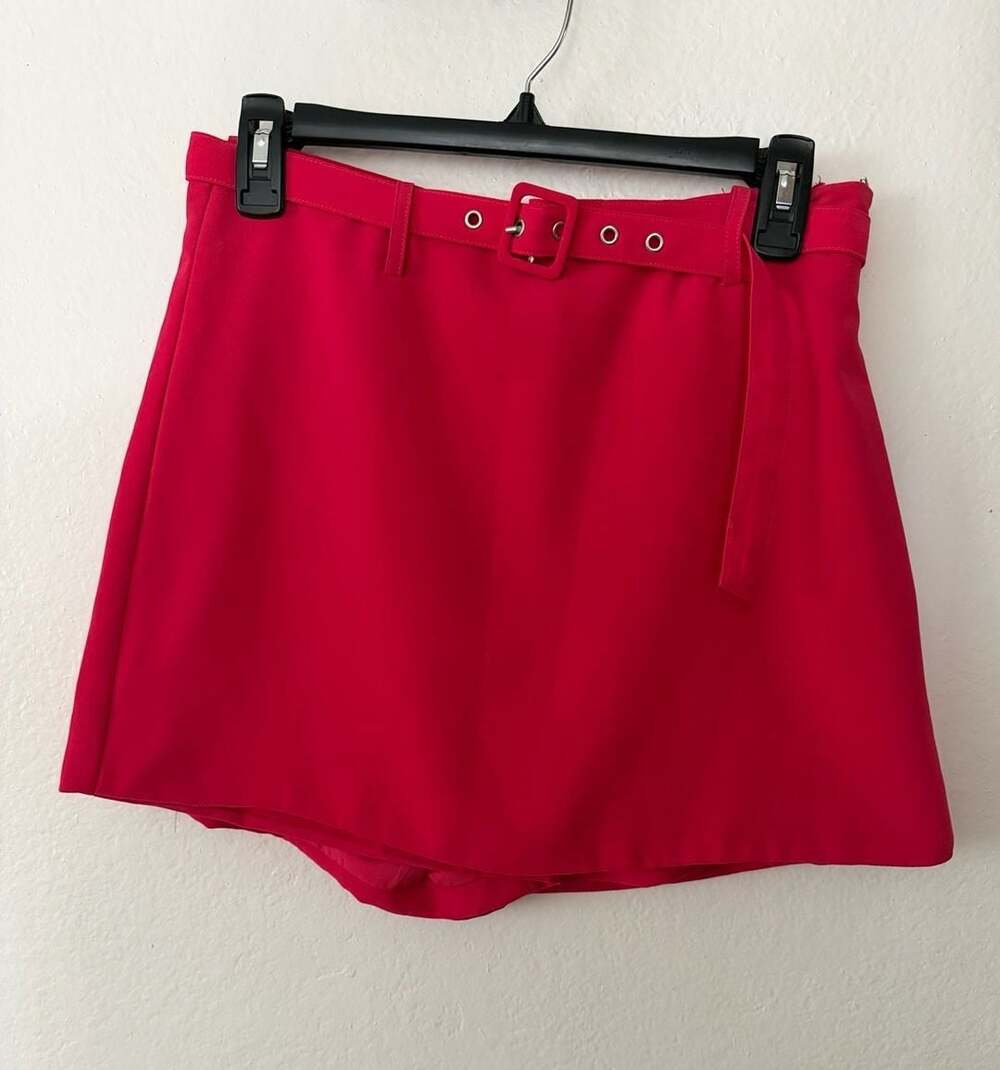 Lulus Bold Essence Hot Pink High-Rise Belted Skort